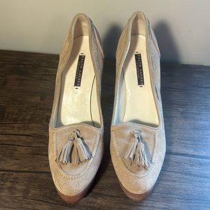 Ralph Lauren Purple Label Beige Suede Tassel Heels